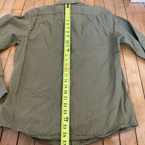 Hollister Men’s Button Down Shirt Size Medium Green Striped Long Sleeve - Picture 13 of 13